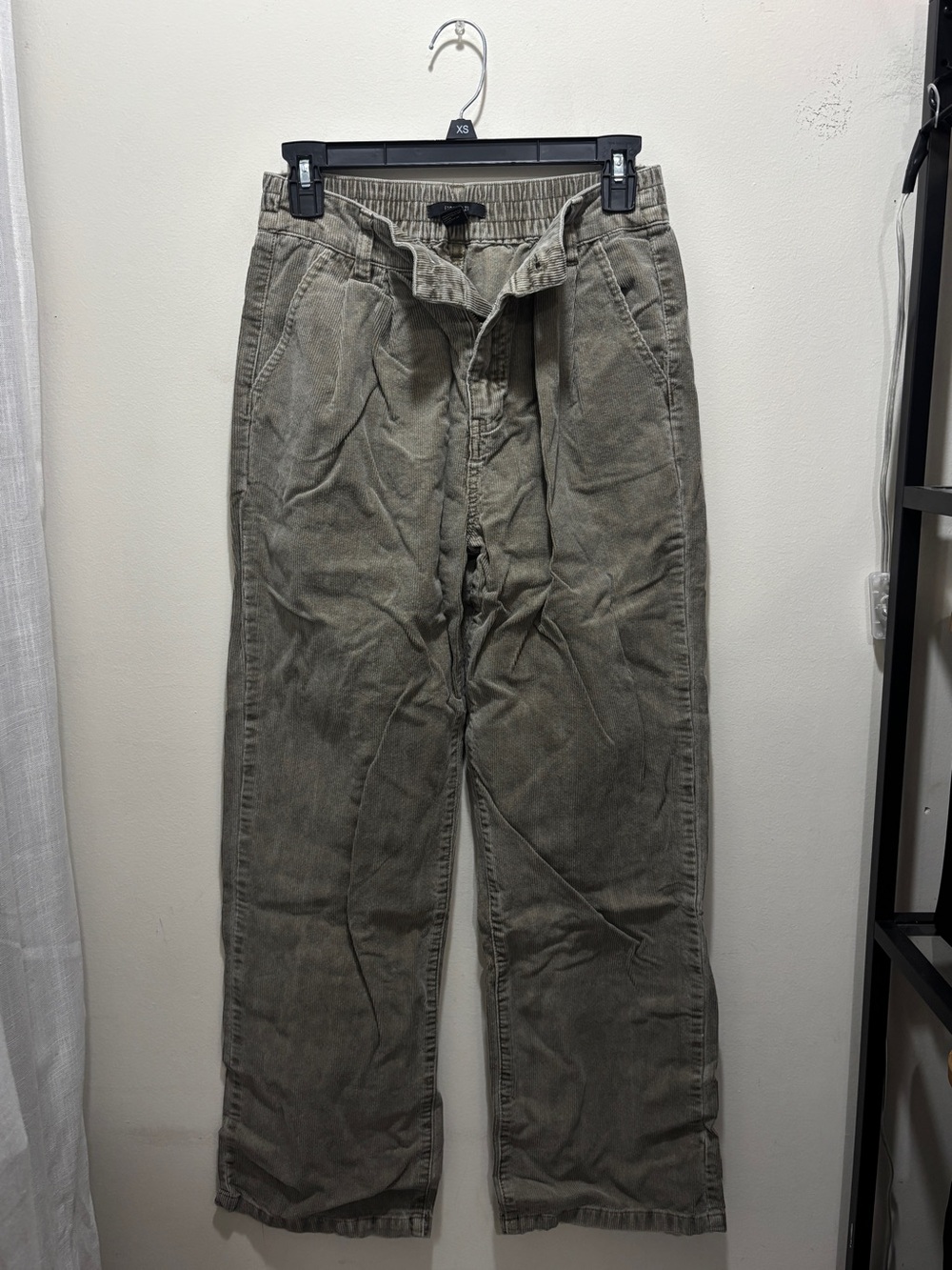 Y2K Corduroy Straight Leg Pants – Army Green